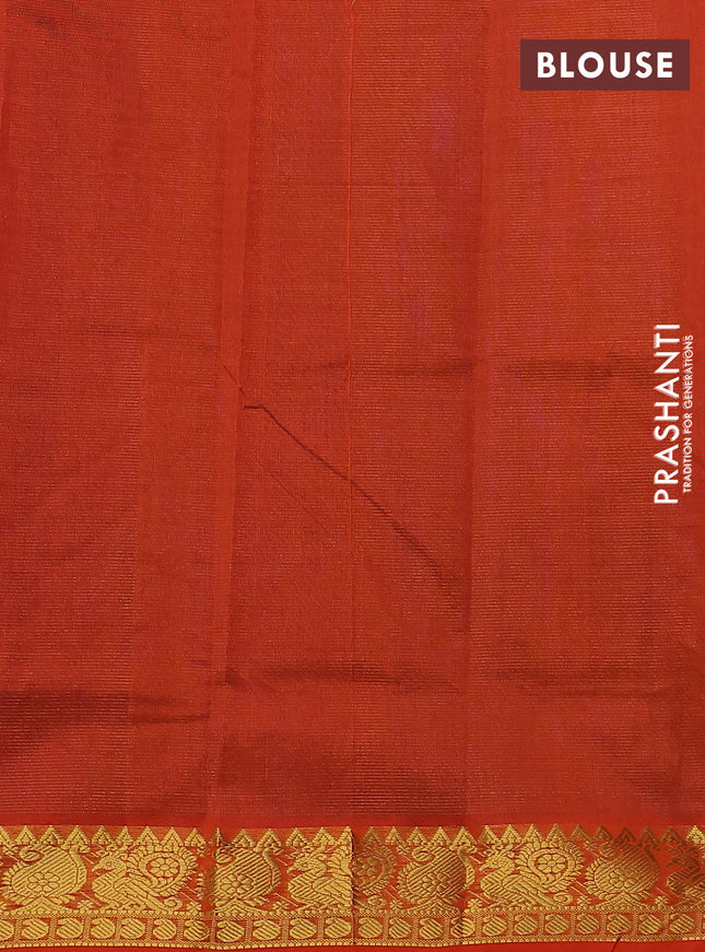 Silk cotton saree blue and orange with allover vairaosi pattern and zari woven border