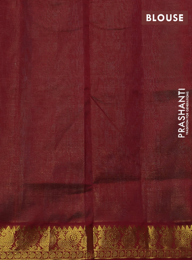 Silk cotton saree teal green and maroon with allover vairaosi pattern and zari woven border