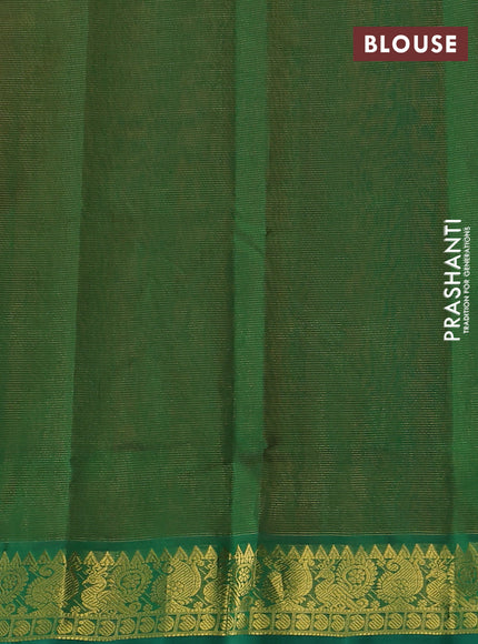 Silk cotton saree orange and green with allover vairaosi pattern and zari woven border