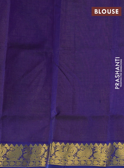 Silk cotton saree pink and blue with allover vairaosi pattern and zari woven border