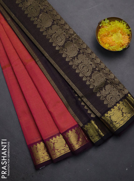 Silk cotton saree dual shade of pink and navy blue with allover vairaosi pattern and zari woven border