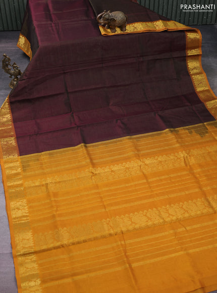 Silk cotton saree coffee brown and magenta pink with allover vairaosi pattern and zari woven border