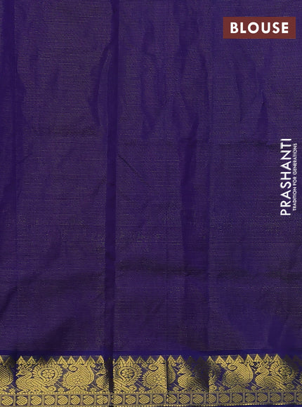 Silk cotton saree purple and blue with allover vairaosi pattern and zari woven border