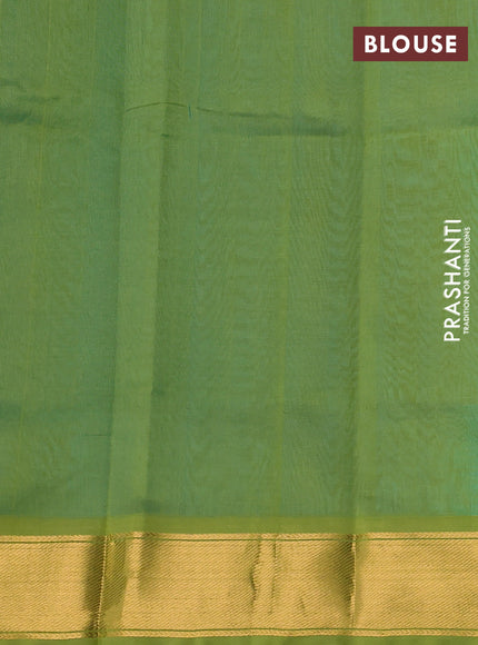 Silk cotton saree light blue and light green with zari woven coin buttas and zari woven border