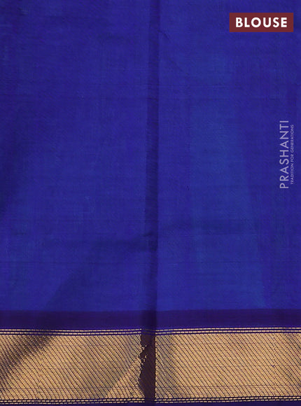 Silk cotton saree dual shade of teal green and blue with zari woven floral buttas and zari woven border