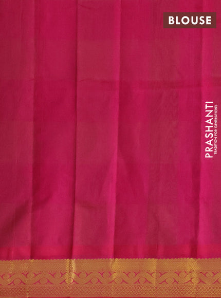 Silk cotton saree light green and pink with allover paalum pazhamum checks & buttas and zari woven border