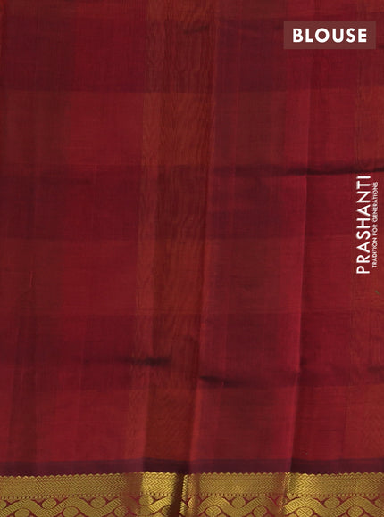 Silk cotton saree multi colour and maroon with allover paalum pazhamum checks & buttas and zari woven border