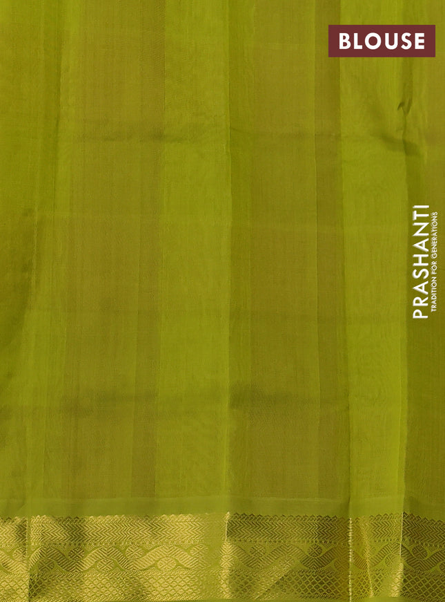 Silk cotton saree maroon and lime green with allover paalum pazhamum checks & buttas and zari woven border