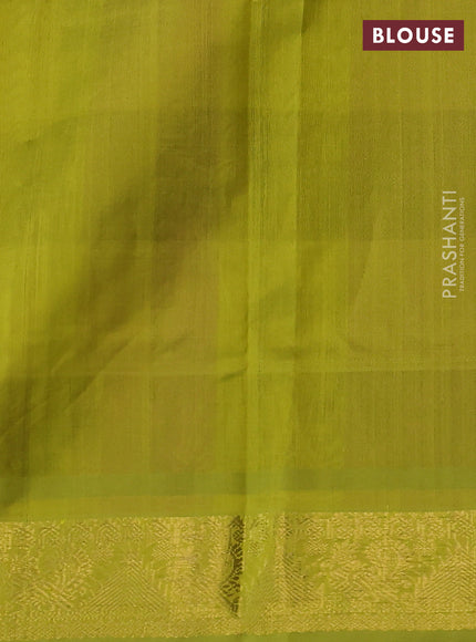 Silk cotton saree purple and light green with allover paalum pazhamum checks & buttas and zari woven border