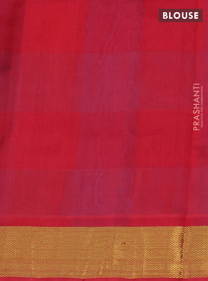 Silk cotton saree cs blue and red with allover paalum pazhamum checks & buttas and zari woven border