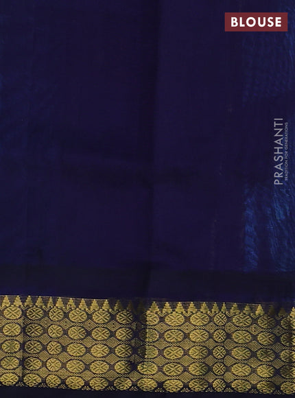 Silk cotton saree cs blue and navy blue with allover paalum pazhamum checks & buttas and zari woven border
