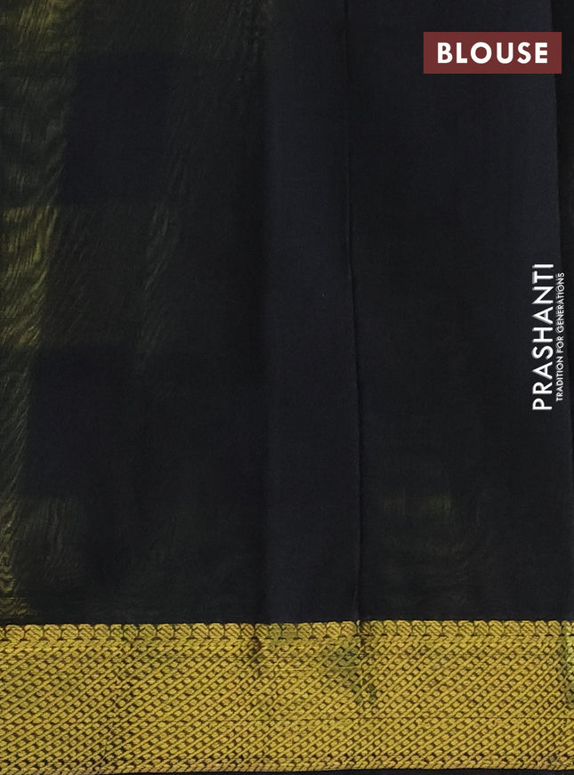 Silk cotton saree lime yellow and black with allover paalum pazhamum checks & buttas and zari woven border