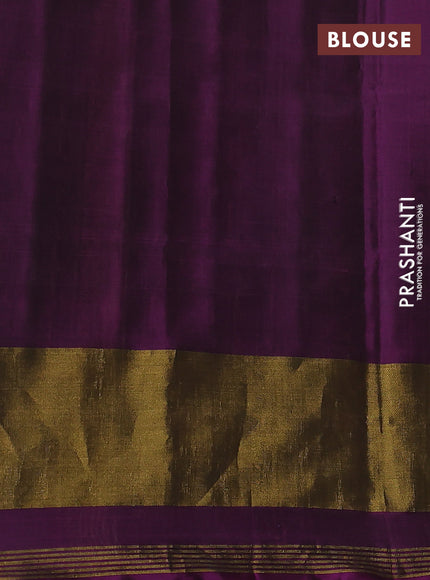 Rajkot patola silk saree peach pink and purple with allover ikat weaves and ikat woven zari border