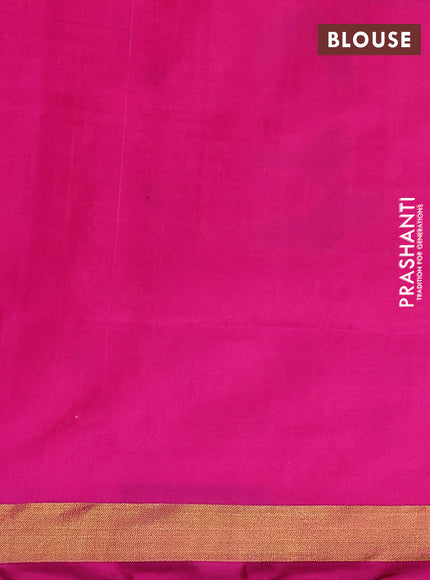 Rajkot patola silk saree sap green and pink with allover ikat weaves and ikat woven zari border