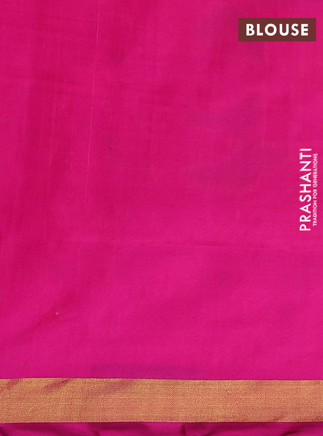 Rajkot patola silk saree sap green and pink with allover ikat weaves and ikat woven zari border