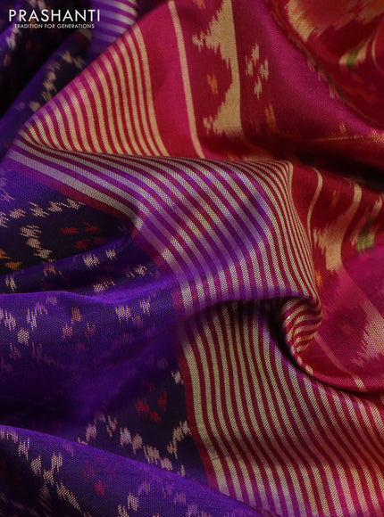 Rajkot patola silk saree violet and magenta pink with allover ikat weaves and ikat woven zari border