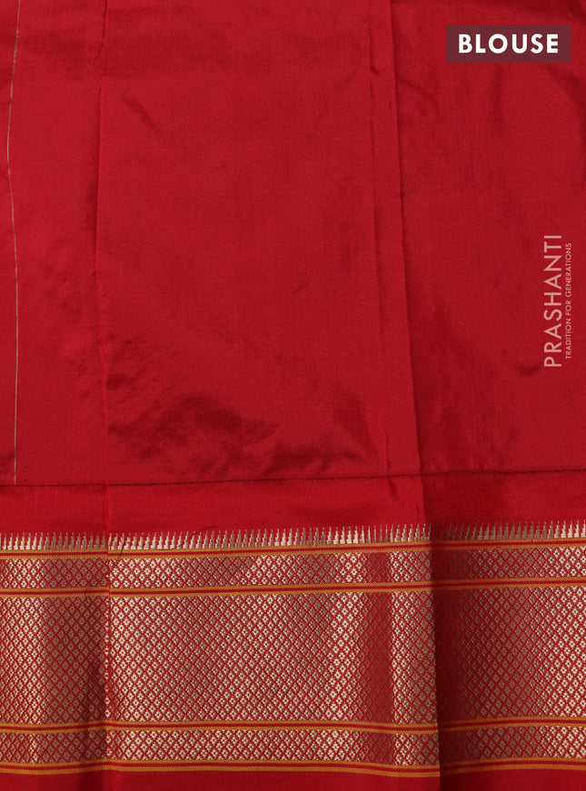 Pure paithani silk saree purple and red with allover zari woven buttas and paithani design weaving pallu