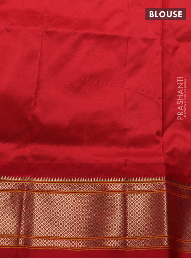 Pure paithani silk saree blue and red with allover zari woven buttas and paithani design weaving pallu