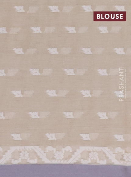 Khadi cotton saree beige and grey with allover thread woven buttas and thread woven simple border