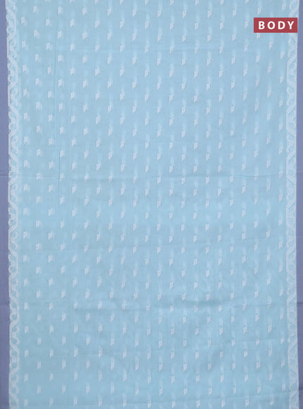 Khadi cotton saree teal blue and grey with allover thread woven buttas and thread woven simple border