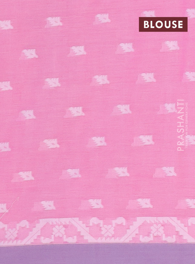 Khadi cotton saree light pink and grey with allover thread woven buttas and thread woven simple border