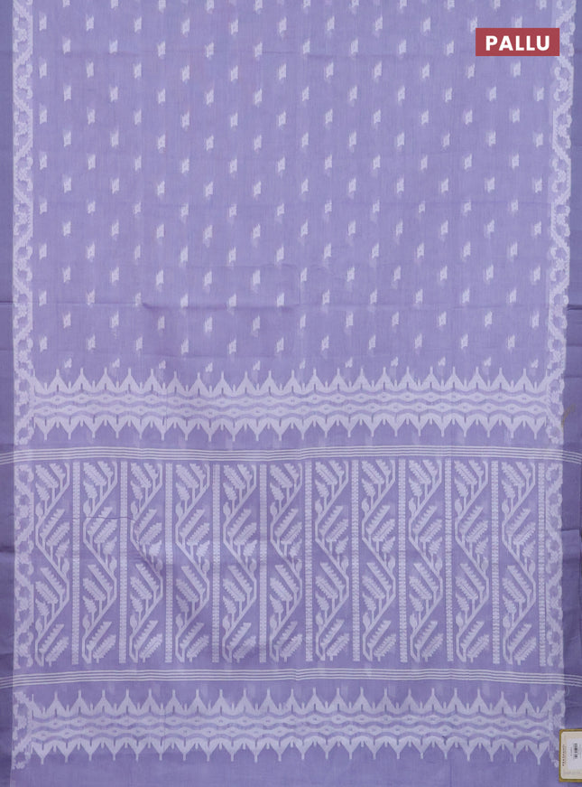 Khadi cotton saree lavender with allover thread woven buttas and thread woven simple border