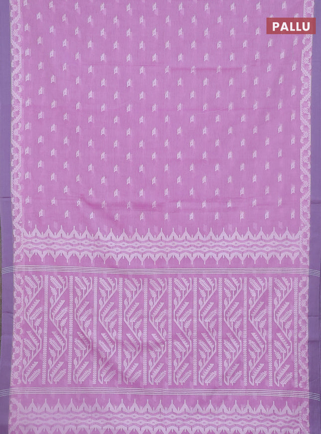 Khadi cotton saree lotus pink and grey with allover thread woven buttas and thread woven simple border