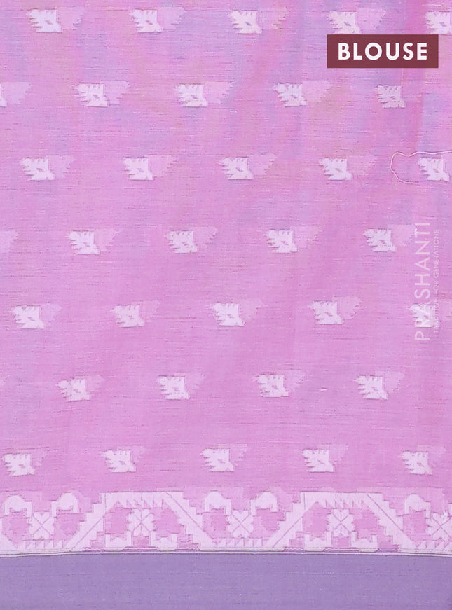 Khadi cotton saree lotus pink and grey with allover thread woven buttas and thread woven simple border
