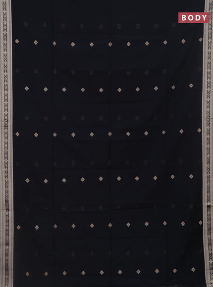 Khadi cotton saree black and sandal with thread woven ikat buttas and thread woven simple border