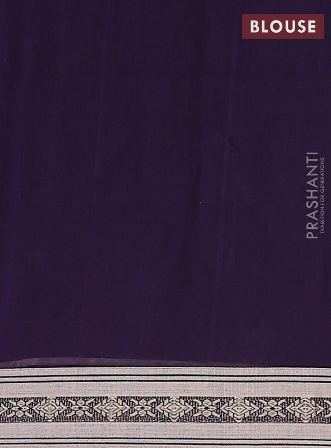 Khadi cotton saree deep purple and sandal with thread woven ikat buttas and thread woven simple border