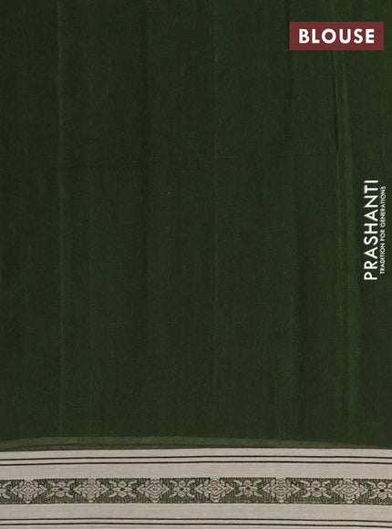 Khadi cotton saree sap green and sandal with thread woven ikat buttas and thread woven simple border