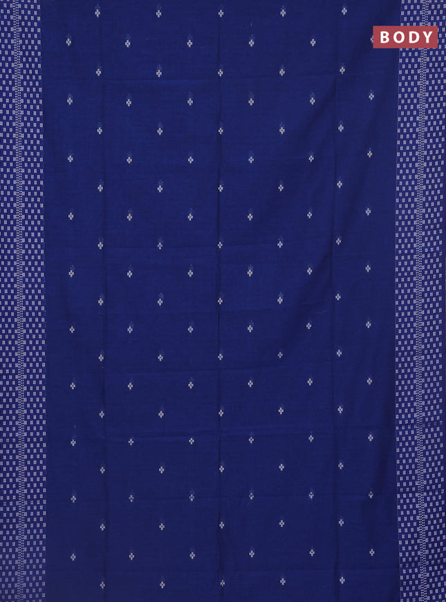 Khadi cotton saree blue and grey with thread woven buttas and thread woven border