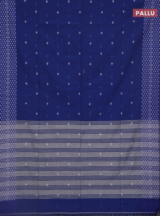 Khadi cotton saree blue and grey with thread woven buttas and thread woven border