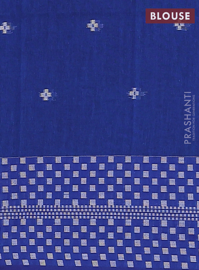 Khadi cotton saree blue and grey with thread woven buttas and thread woven border
