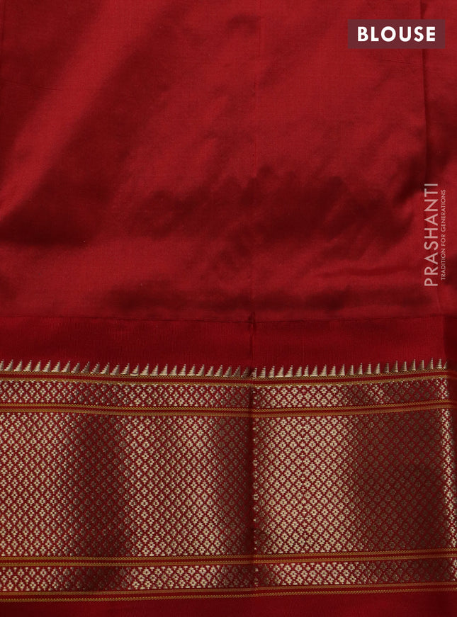 Pure paithani silk saree pale orange and red with zari woven buttas and zari woven korvai border