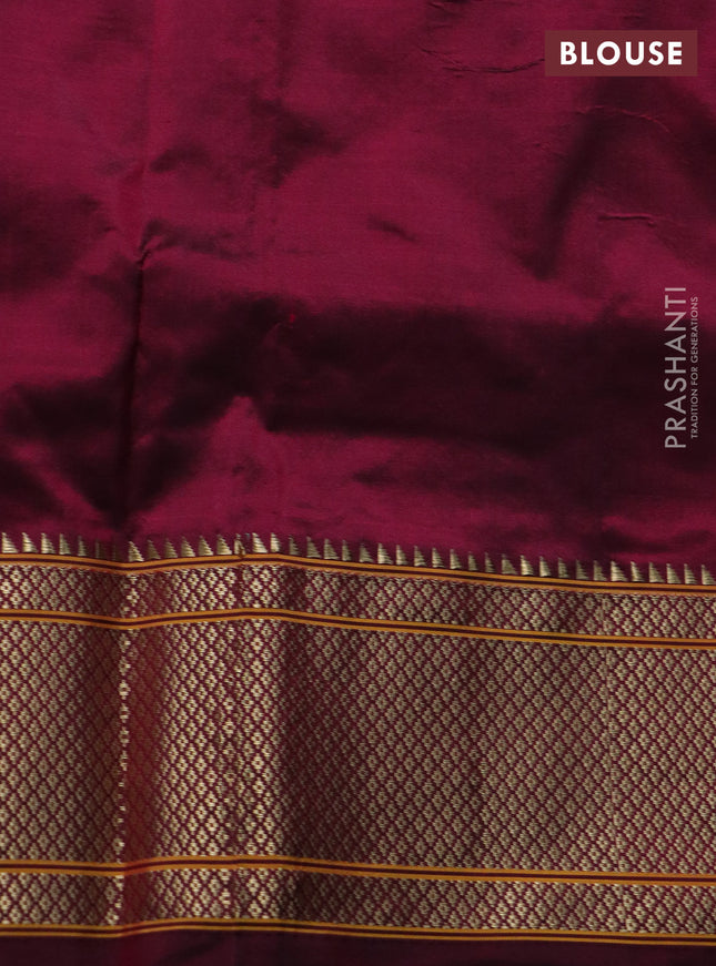 Pure paithani silk saree dark magenta pink with zari woven buttas and zari woven border