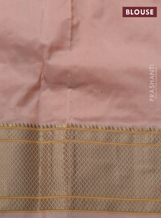 Pure paithani silk saree pale orange with zari woven buttas and zari woven border