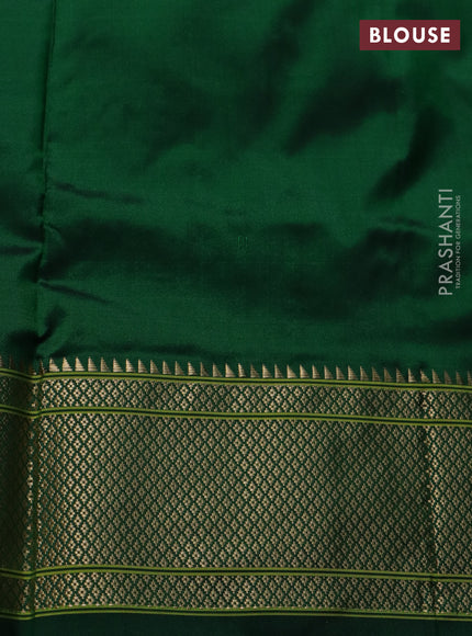 Pure paithani silk saree green with zari woven buttas and zari woven border