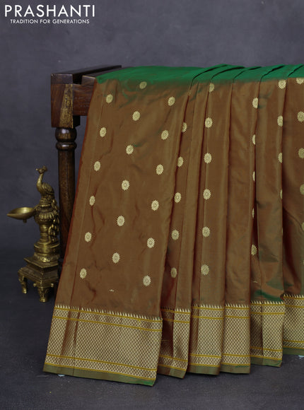 Pure paithani silk saree manthulir green with zari woven buttas and zari woven border