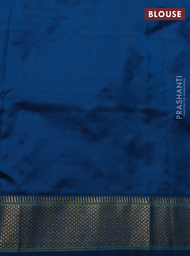 Pure paithani silk saree cs blue with annam zari woven buttas and zari woven border