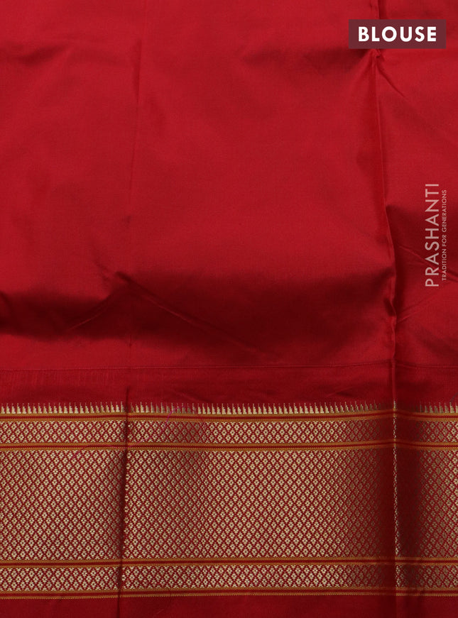 Pure paithani silk saree red shade with zari woven buttas and zari woven korvai border