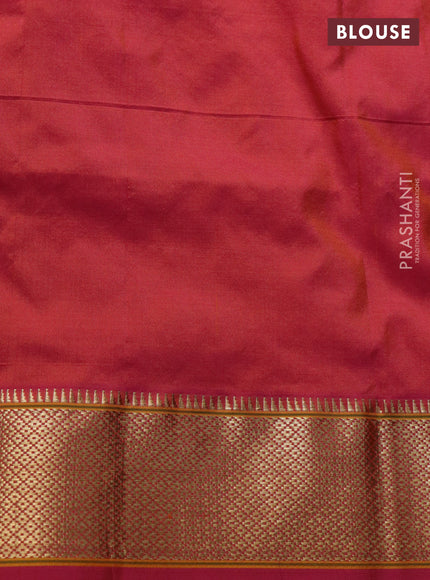 Pure paithani silk saree dual shade of pinkish orange with zari woven buttas and zari woven border