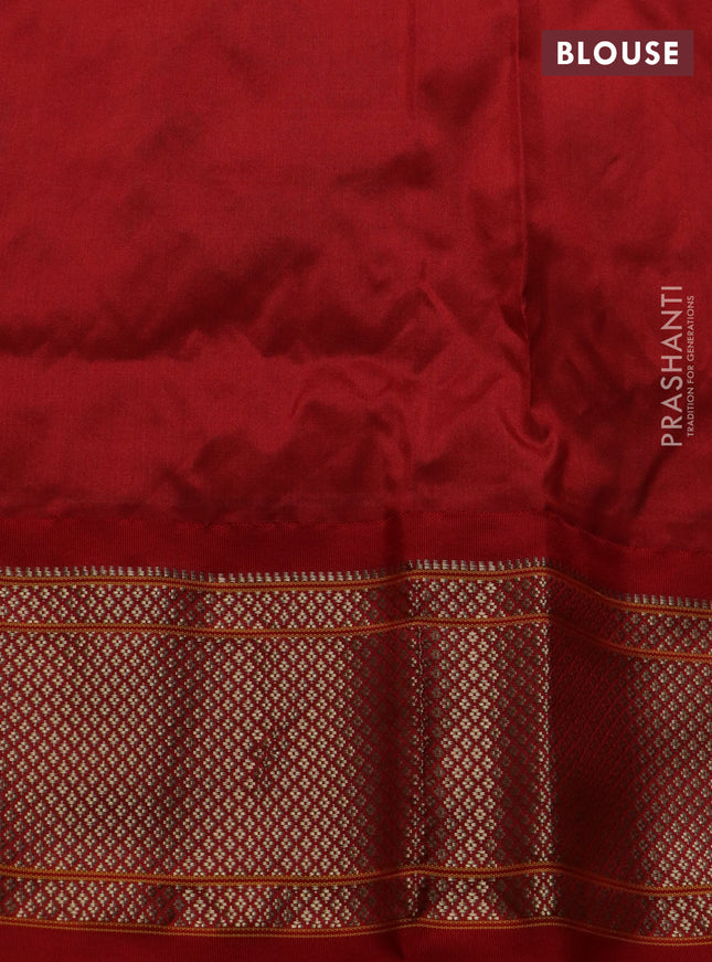 Pure paithani silk saree dark magenta pink and red with annam zari woven buttas and zari woven korvai border