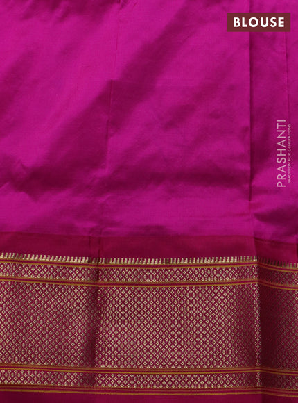 Pure paithani silk saree cs blue and red with zari woven buttas and zari woven korvai border