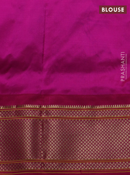 Pure paithani silk saree light blue and pink with zari woven buttas and zari woven korvai border