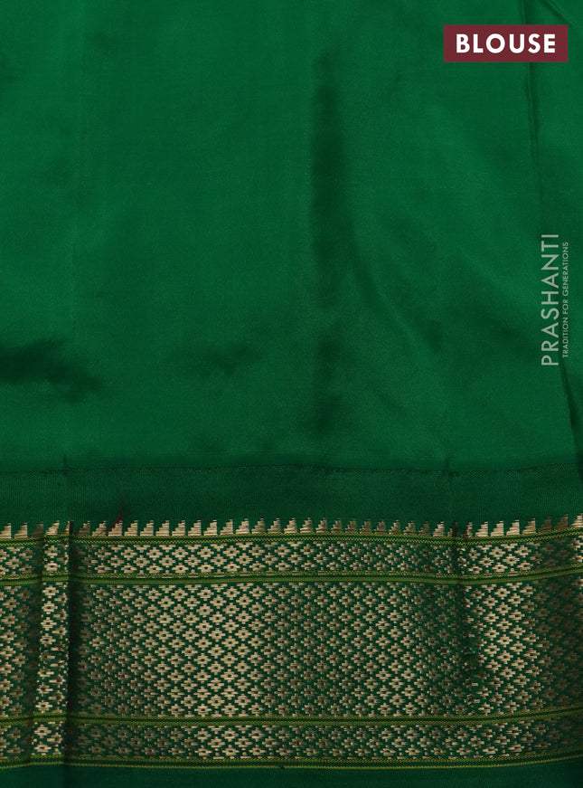 Pure paithani silk saree red and green with paisley zari woven buttas and zari woven korvai border