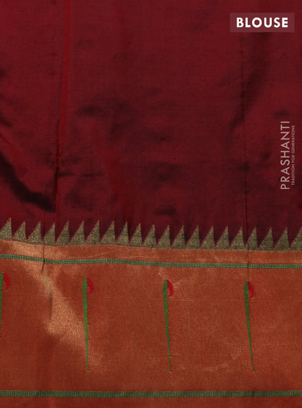 Pure paithani silk saree maroon and red with zari woven buttas and muniya butta border