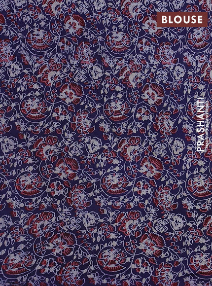 Satin crepe silk saree pink and blue with allover mirror work and ajrakh printed blouse