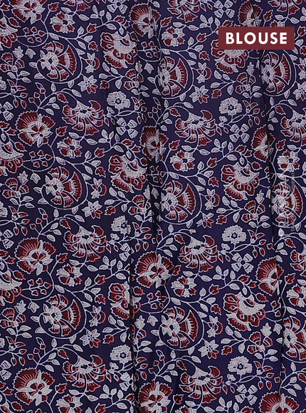 Satin crepe silk saree pink and blue with allover mirror work and ajrakh printed blouse