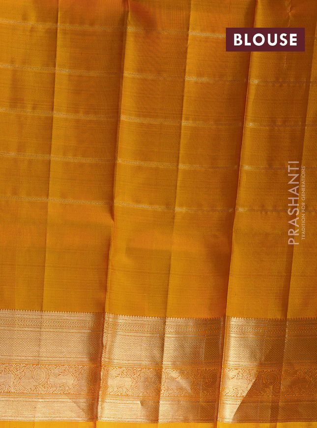 Pure silk lehenga dhawani maroon and mango yellow with zari woven buttas and rich zari woven border